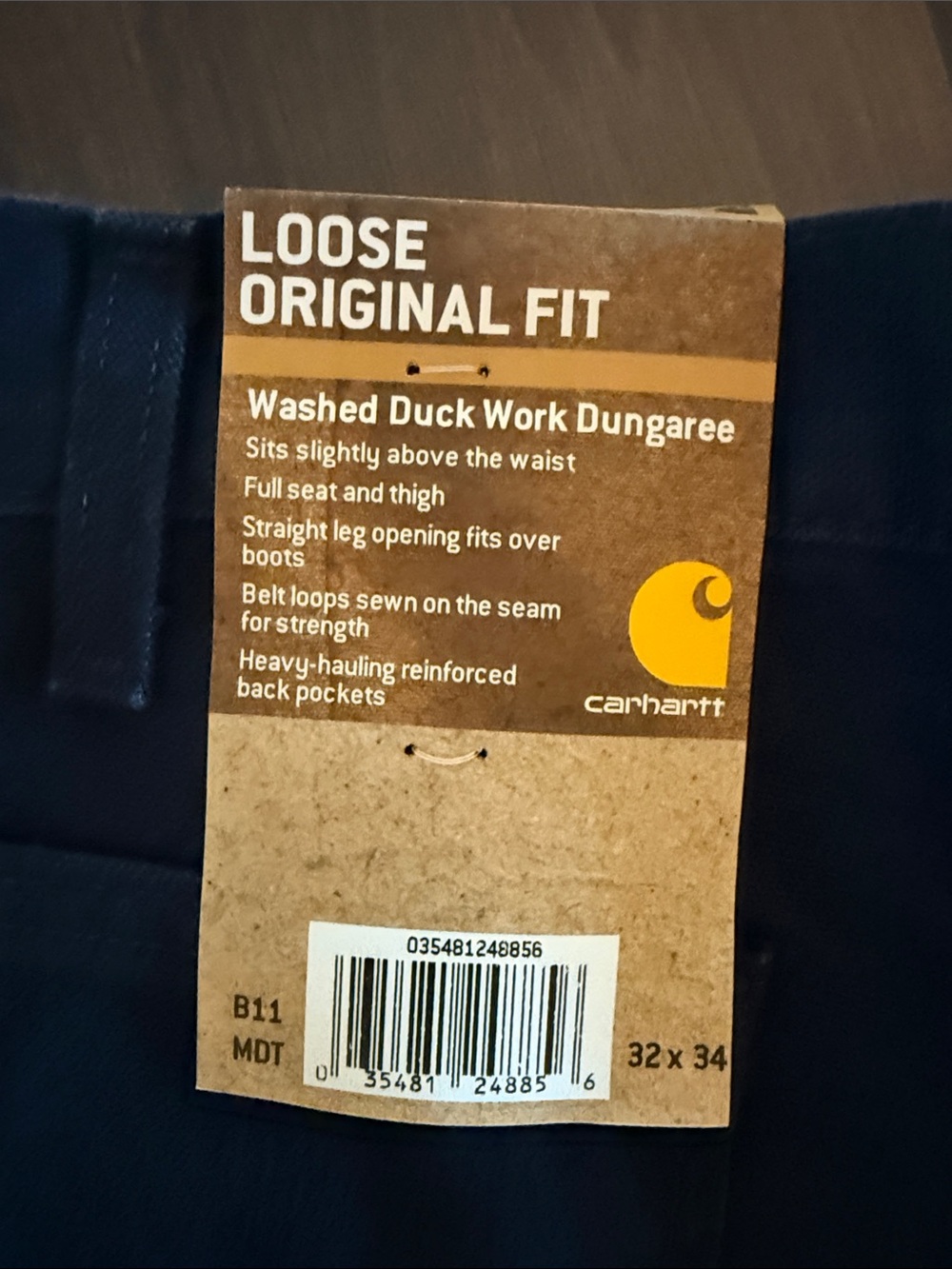 Carhartt Navy Loose Fit Duck Dungarees - Picture 7 of 7